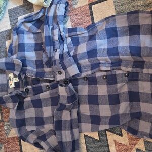 Blue and Gray Plaid Button-Up Shirt